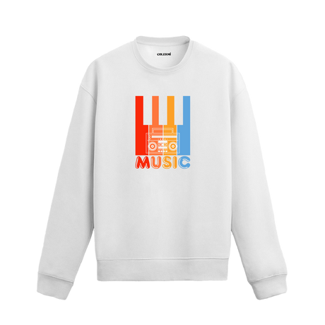 Renkli piyano tuşları ve kasetçalar baskılı Colermi sweatshirt