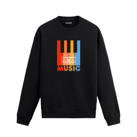 Renkli piyano tuşları ve kasetçalar baskılı Colermi sweatshirt