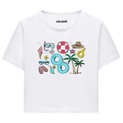 Beach-Themed Women’s Crop T-Shirt