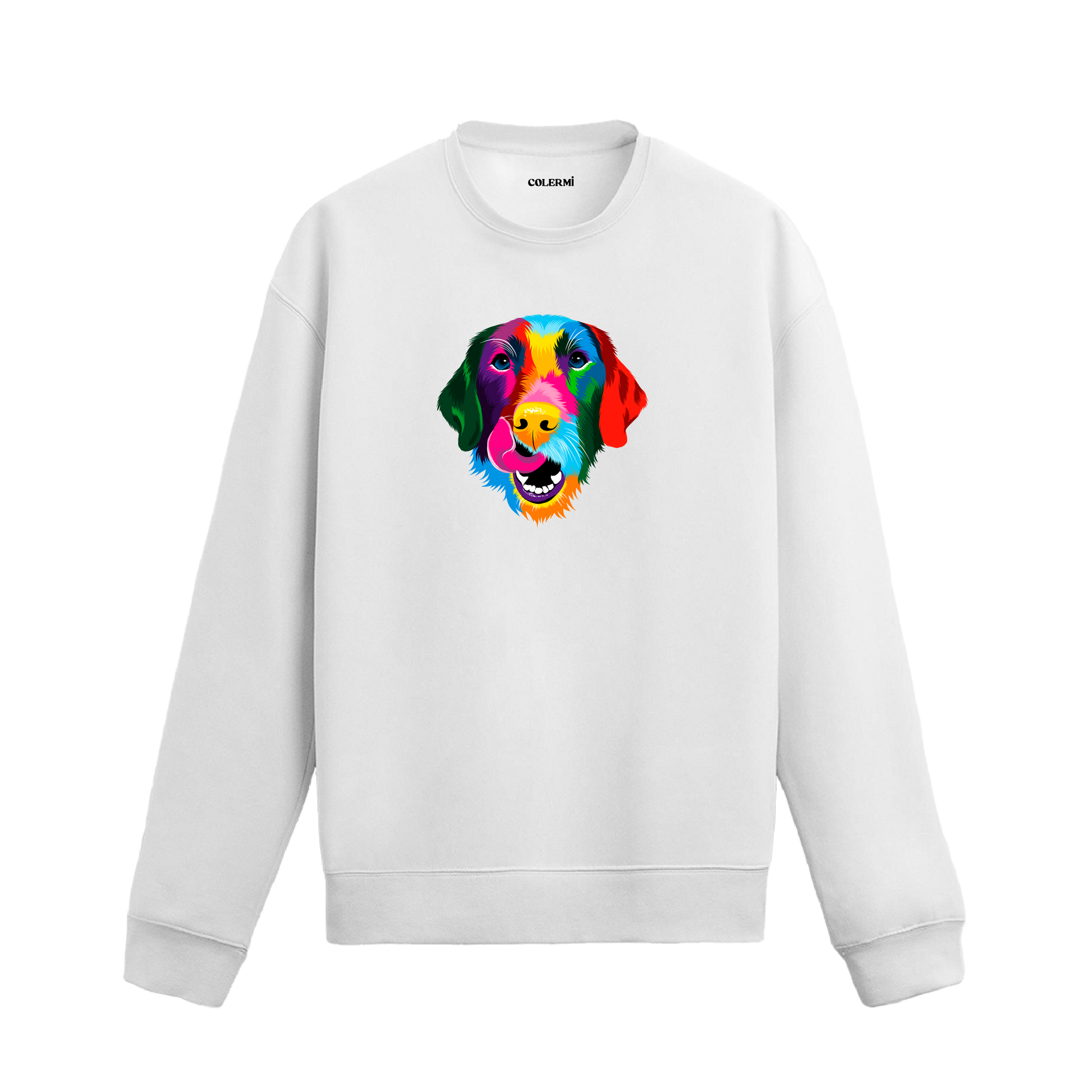 Pop Art Labrador Köpek Baskılı Sweatshirt - Renkli Tasarım
