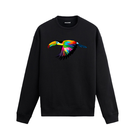 Pop Art Tukan Baskılı Sweatshirt - Tropik Tasarım