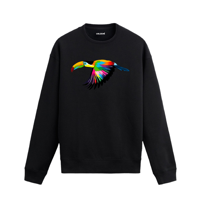 Pop Art Tukan Baskılı Sweatshirt - Tropik Tasarım