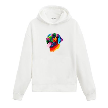 Renkli beagle baskılı beyaz Colermi hoodie
