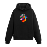 Renkli beagle baskılı siyah Colermi hoodie