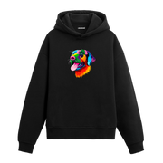 Renkli beagle baskılı siyah Colermi hoodie