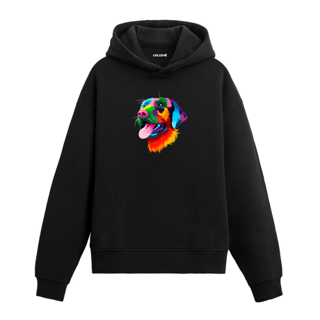 Renkli beagle baskılı siyah Colermi hoodie
