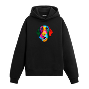 Renkli golden retriever baskılı siyah Colermi hoodie