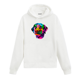 Renkli Labrador köpek baskılı beyaz hoodie