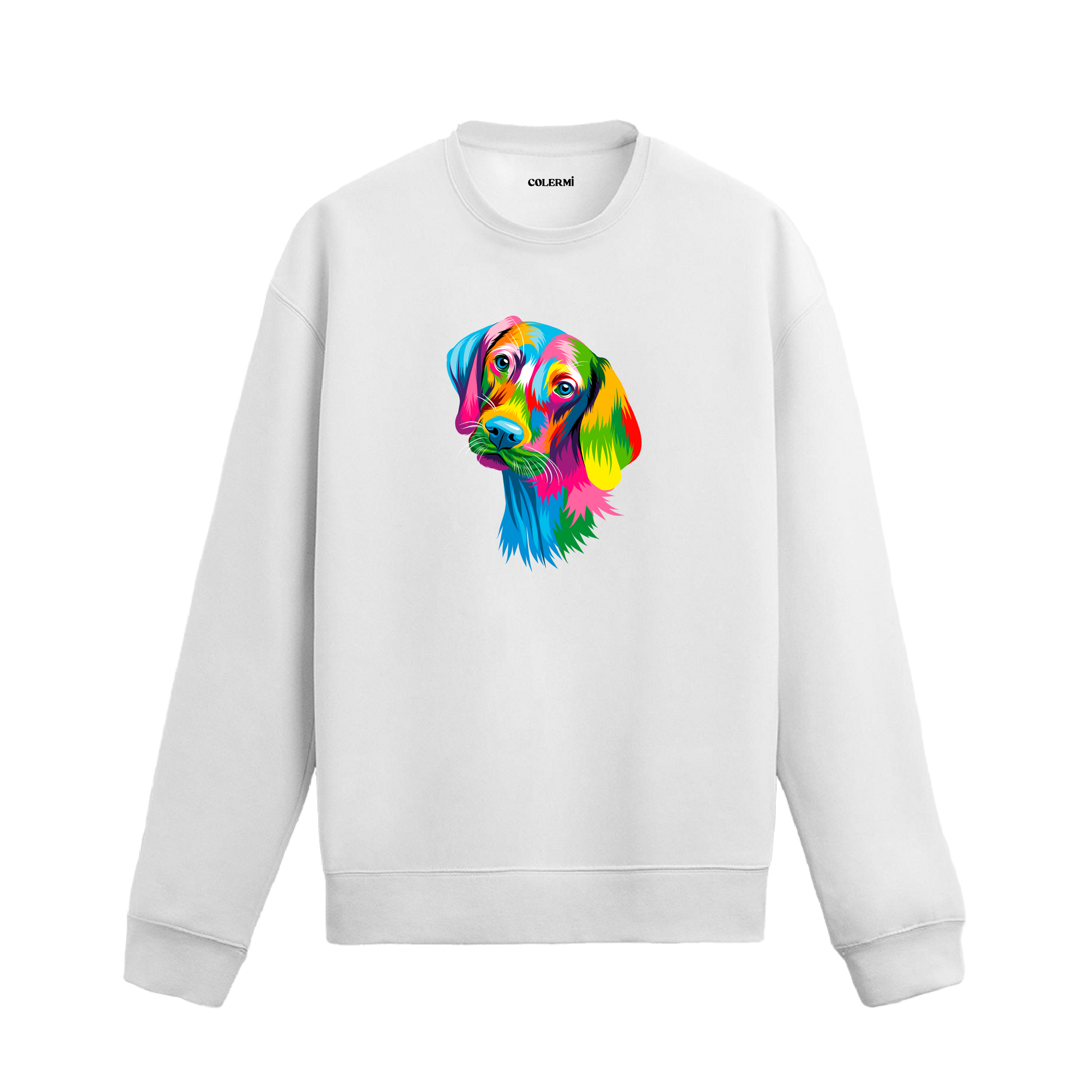 Pop Art Labrador Baskılı Sweatshirt - Renkli Tasarım