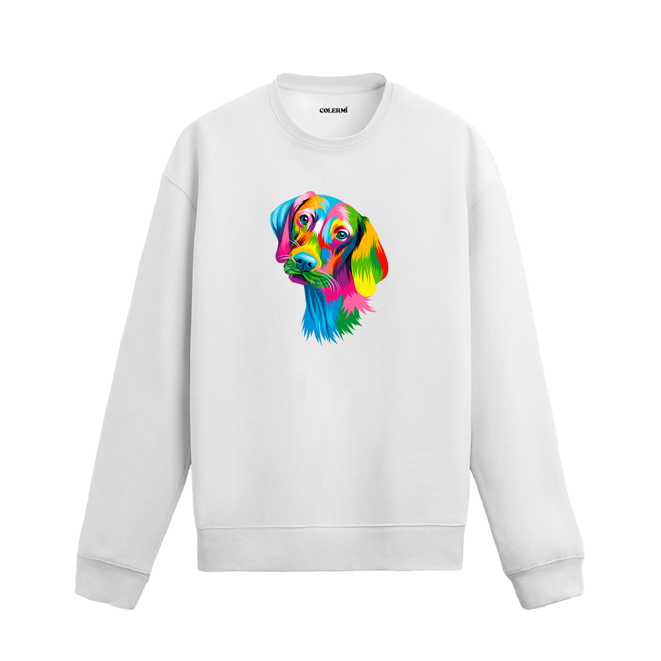Pop Art Labrador Baskılı Sweatshirt - Renkli Tasarım