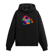 Renkli pug baskılı siyah Colermi hoodie