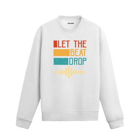 Ritmi Hisset yazısı ve ses dalgaları baskılı retro sweatshirt.
