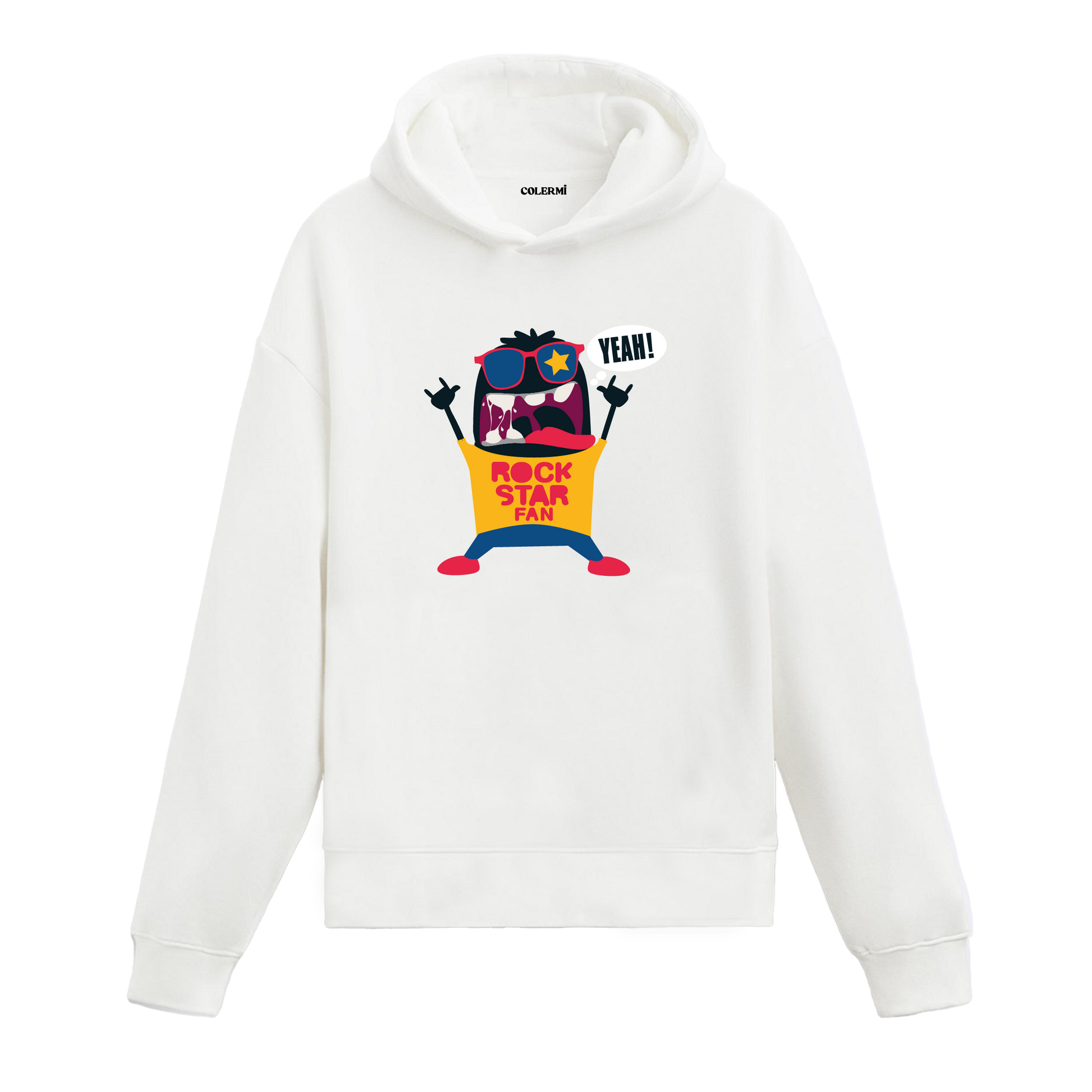 Rock yıldızı hayranı canavar baskılı hoodie – enerjik ve eğlenceli tasarım