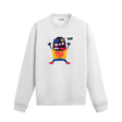 Beyaz sweatshirt üzerinde rockstar karakter tasarımı