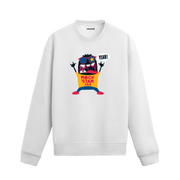 Beyaz sweatshirt üzerinde rockstar karakter tasarımı