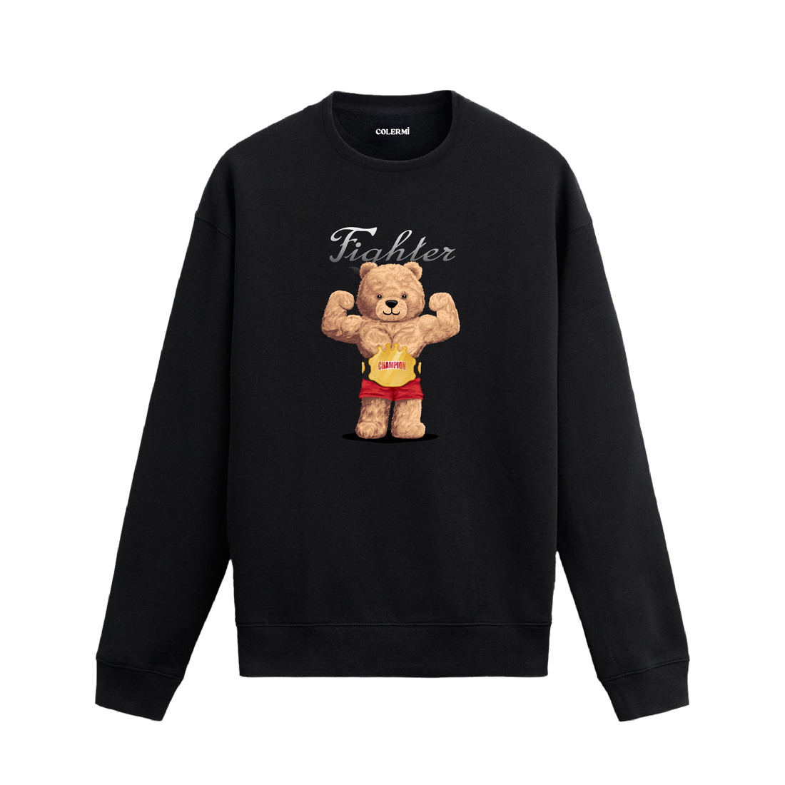 Ayıcık Baskılı Sweatshirt - Fighter Tasarım