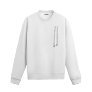 Gökyüzünden sarkan salıncaklarda oturan iki figürün birbirine uzanan elleriyle tasarlanmış minimalist Colermi sweatshirt.