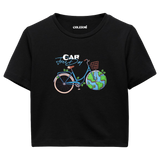Car Free Day Bisiklet Temalı Grafik Crop T-Shirt