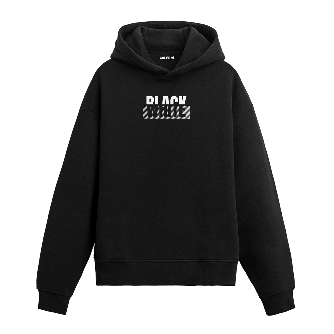 Monochrome Essence Graphic Hoodie - Bold Contrast, Timeless Design