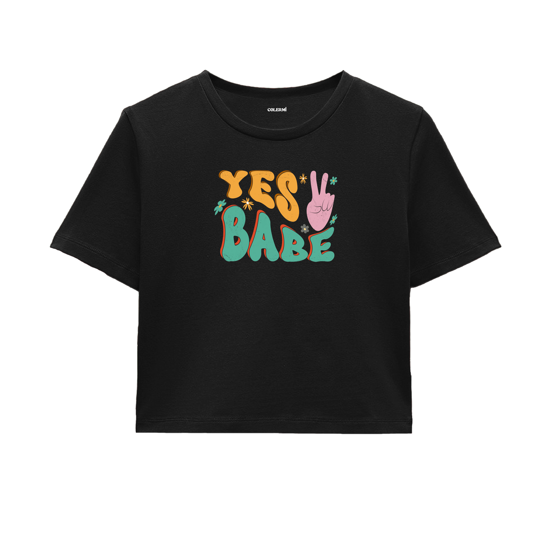 Yes Baby Crop Top - Bold and Energetic Design for Modern Style