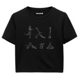 Yoga Crop T-Shirt - Minimal Çizgi Sanatı Yoga Pozları