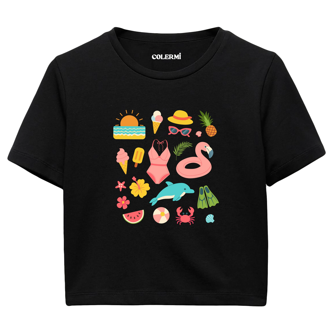 Crop T-Shirt - Yaz İkonları