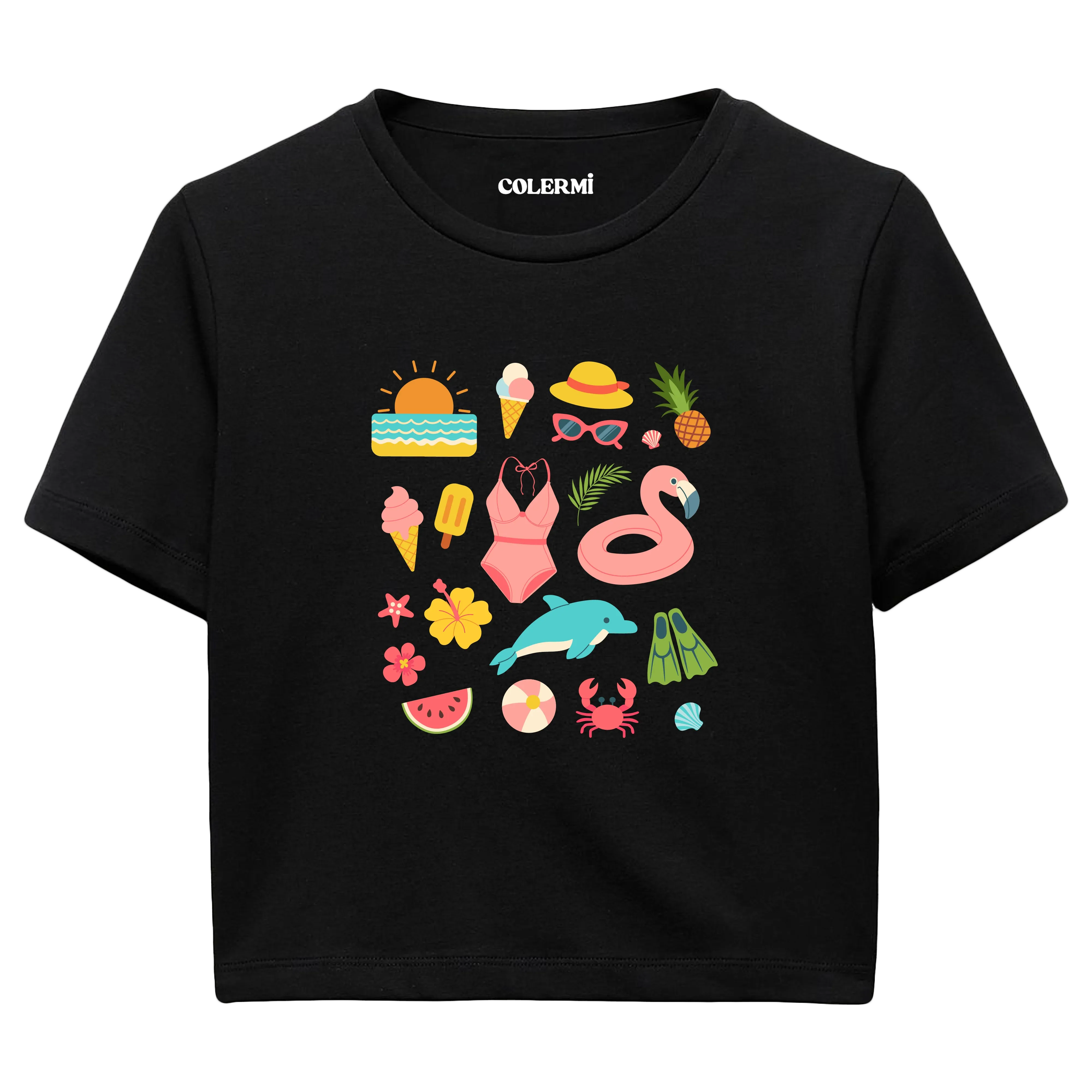 Crop T-Shirt - Yaz İkonları