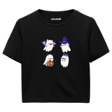 Sevimli Hayaletler Cadılar Bayramı Crop T-Shirt
