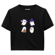 Sevimli Hayaletler Cadılar Bayramı Crop T-Shirt