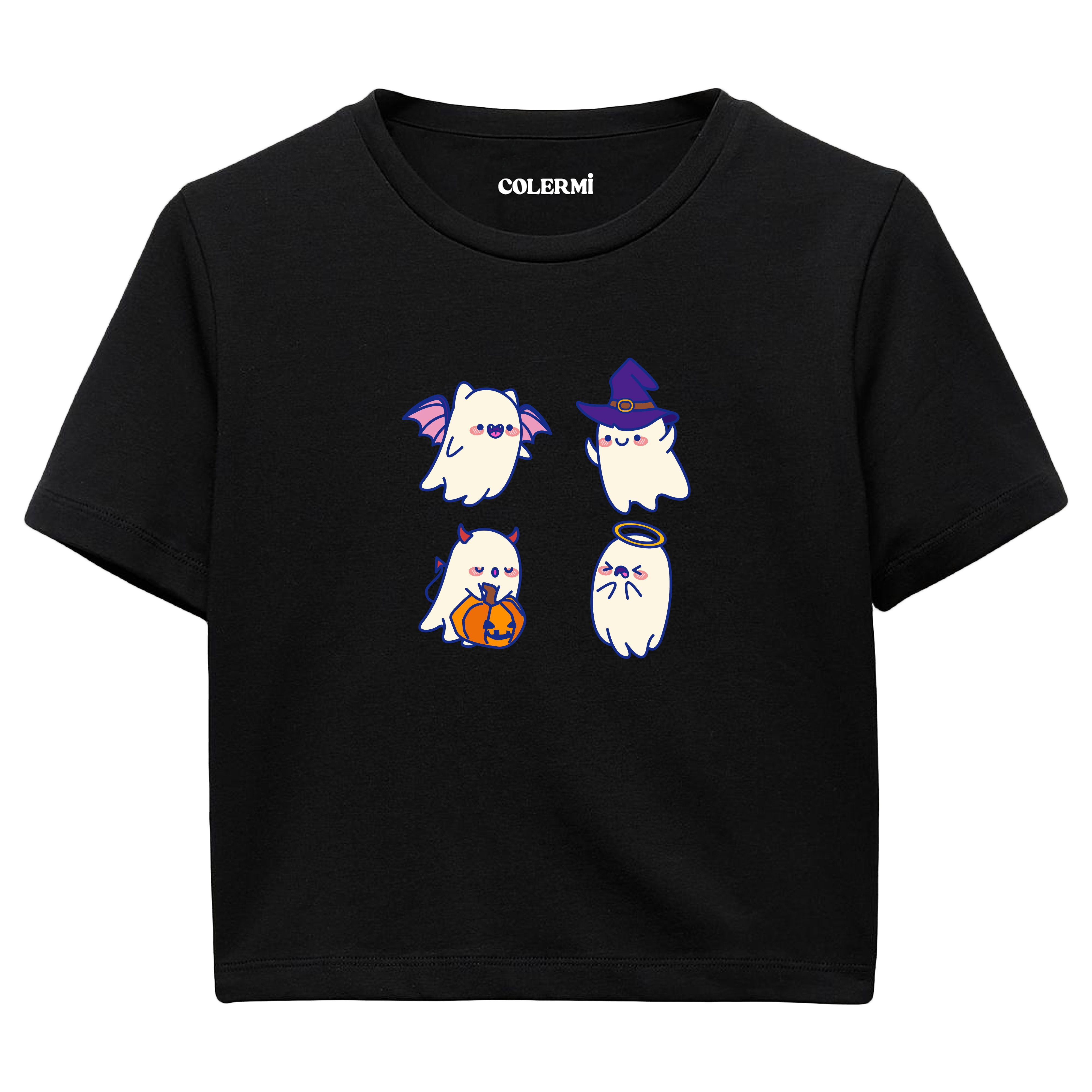 Sevimli Hayaletler Cadılar Bayramı Crop T-Shirt