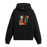 Siyah Holly Jolly Babe baskılı hoodie, yılbaşı tasarım, %100 pamuk, unisex hoodie