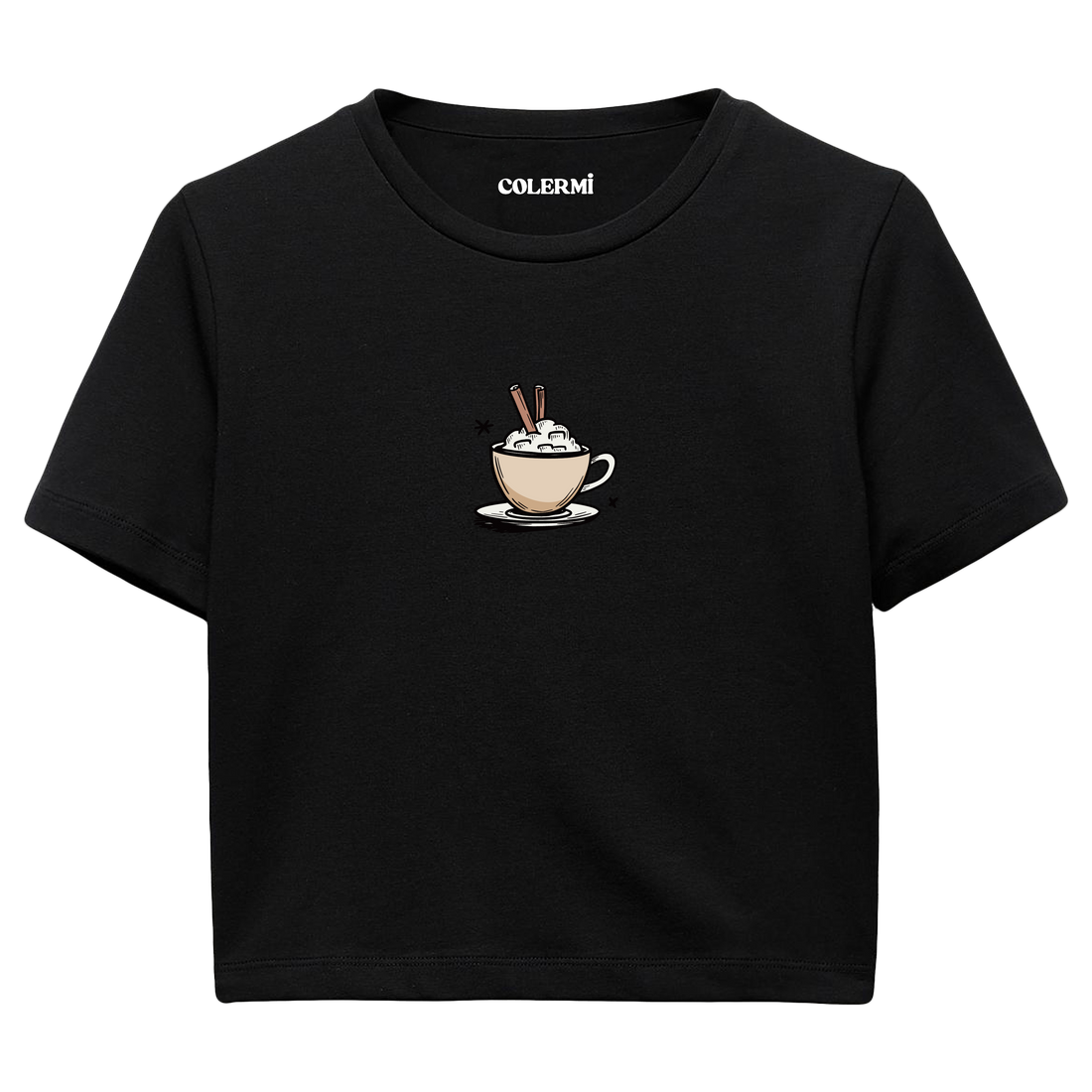 Colermi Kadın Crop Top Tişört - Kahve İllüstrasyonu