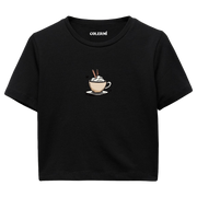 Colermi Kadın Crop Top Tişört - Kahve İllüstrasyonu