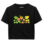 Colermi Kadın Crop Top T-Shirt - Narenciye Deseni