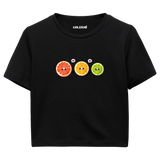 Sevimli Narenciye Karakterli Crop Top T-Shirt