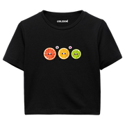 Sevimli Narenciye Karakterli Crop Top T-Shirt