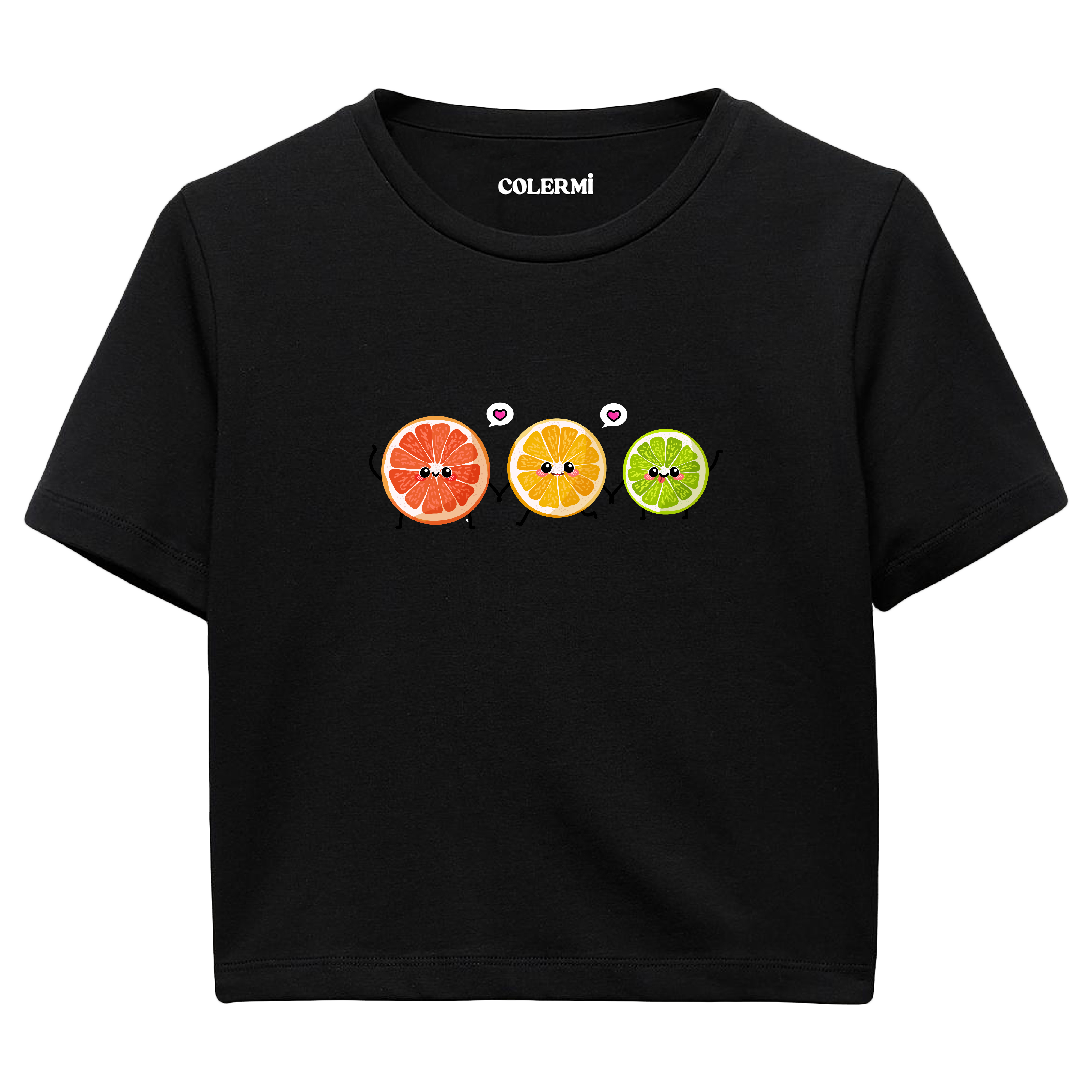 Sevimli Narenciye Karakterli Crop Top T-Shirt