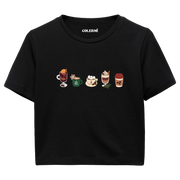 Colermi Kadın Crop Top Tişört - Sıcak İçecekler