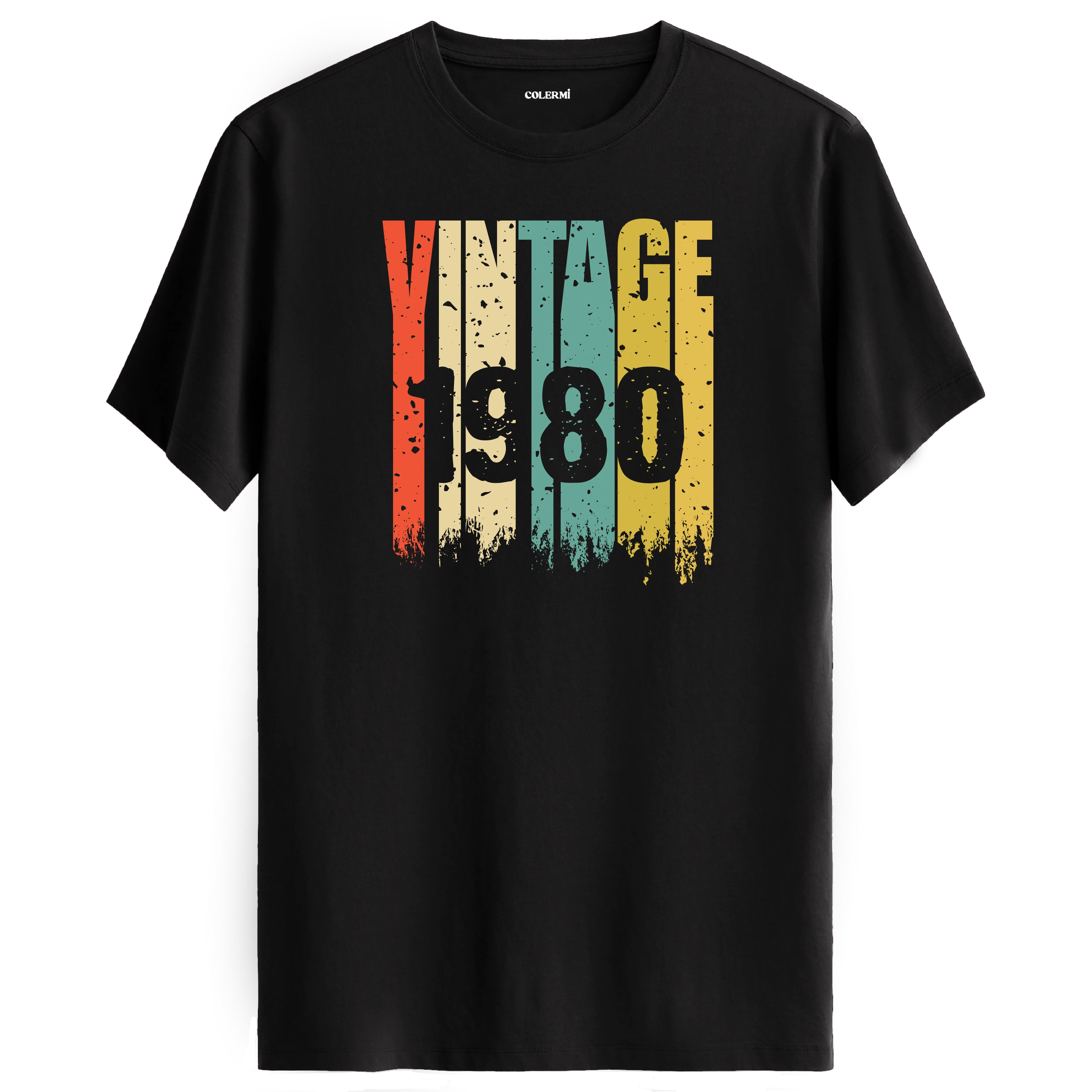 1980 yılına özel retro tasarımlı vintage t-shirt. Unisex model, geçmişin nostaljik ruhunu günümüze taşıyor.