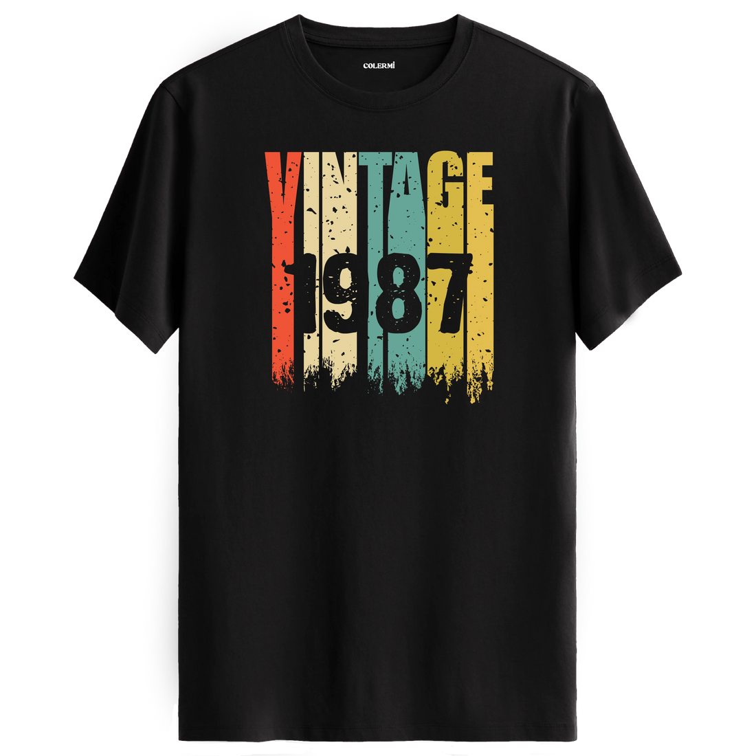 1987 nostaljisini taşıyan vintage t-shirt, retro stil sevenler için unisex model.