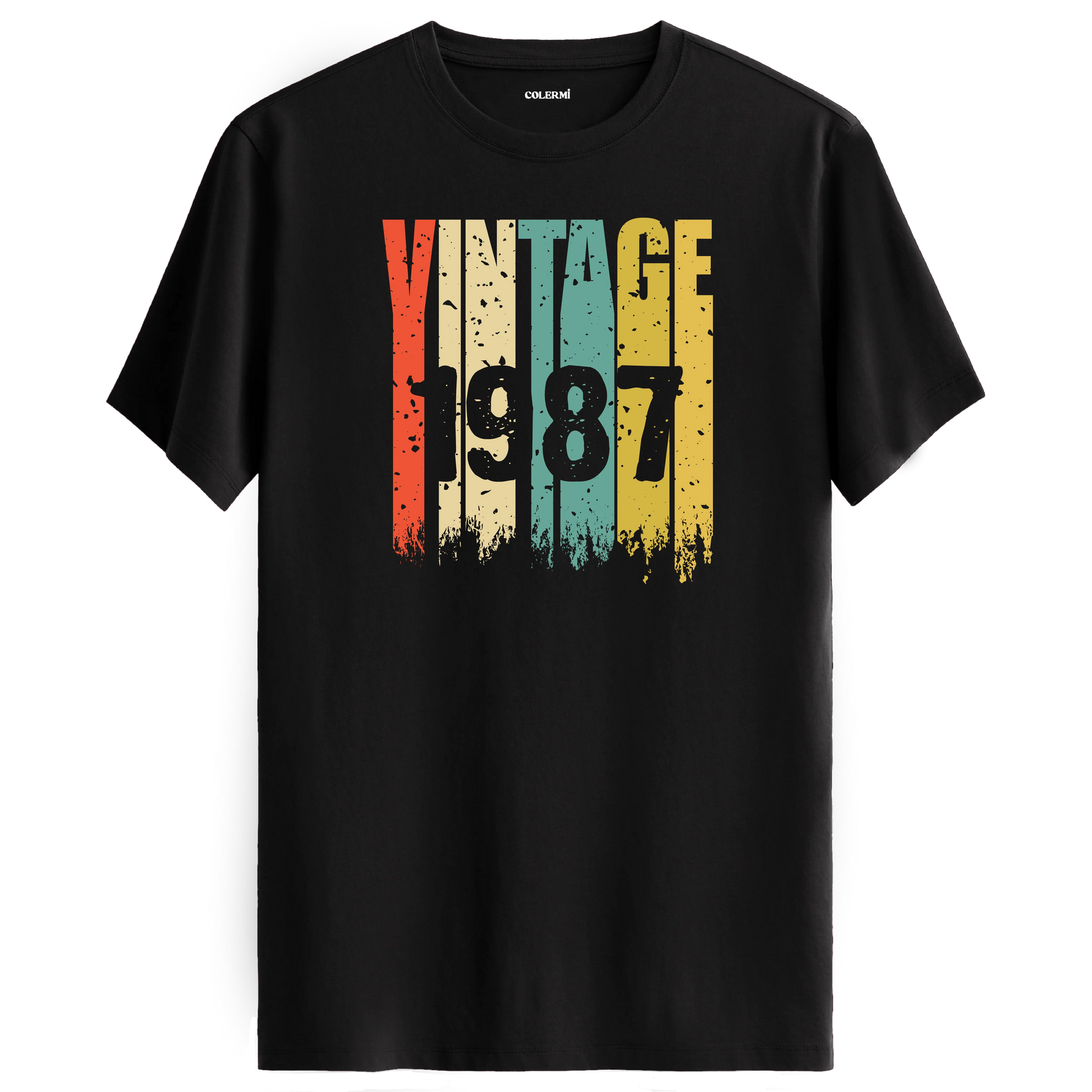 1987 nostaljisini taşıyan vintage t-shirt, retro stil sevenler için unisex model.