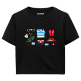 Colermi - Yaz Tatili Temalı Kadın Crop T-Shirt