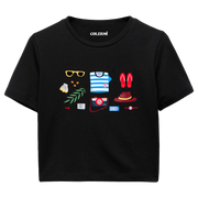Colermi - Yaz Tatili Temalı Kadın Crop T-Shirt