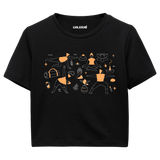Yoga Crop T-Shirt - Yoga Hayatı İllüstrasyonlu Crop Tişört