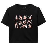 Yoga Crop T-Shirt - Yoga Pozları ve Doğa İllüstrasyonlu Crop T-Shirt