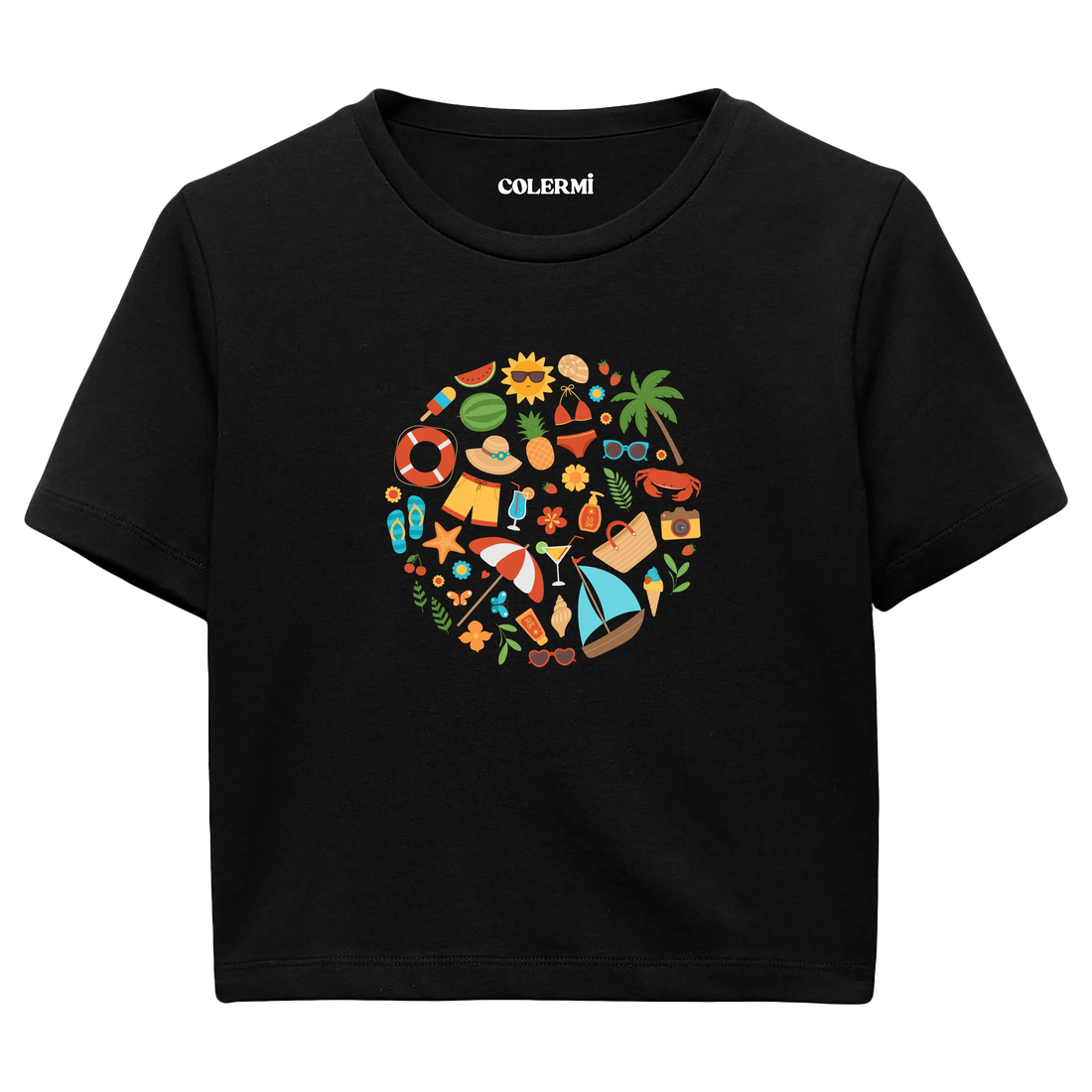 Crop T-Shirt - Neşeli Yaz Tatili