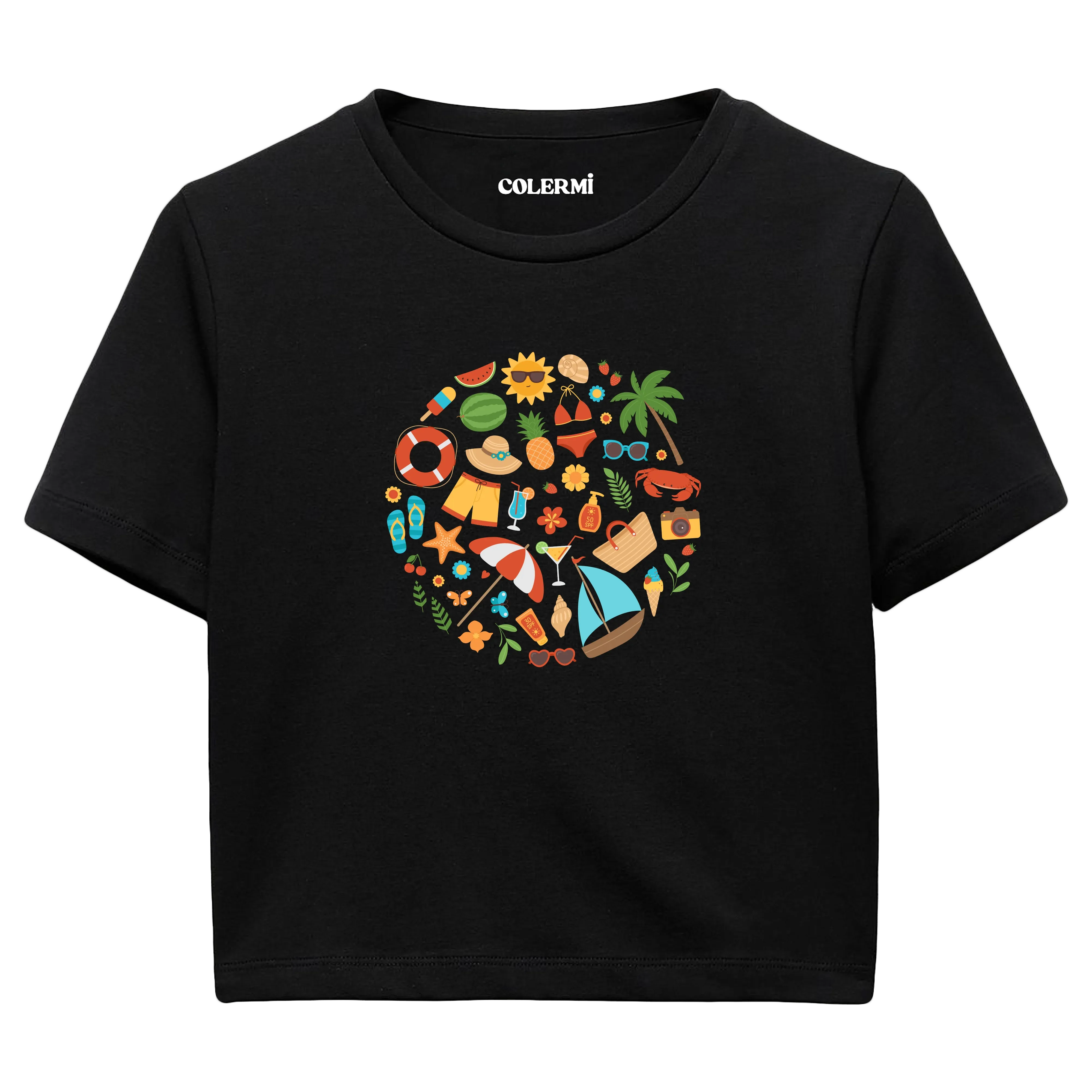 Crop T-Shirt - Neşeli Yaz Tatili