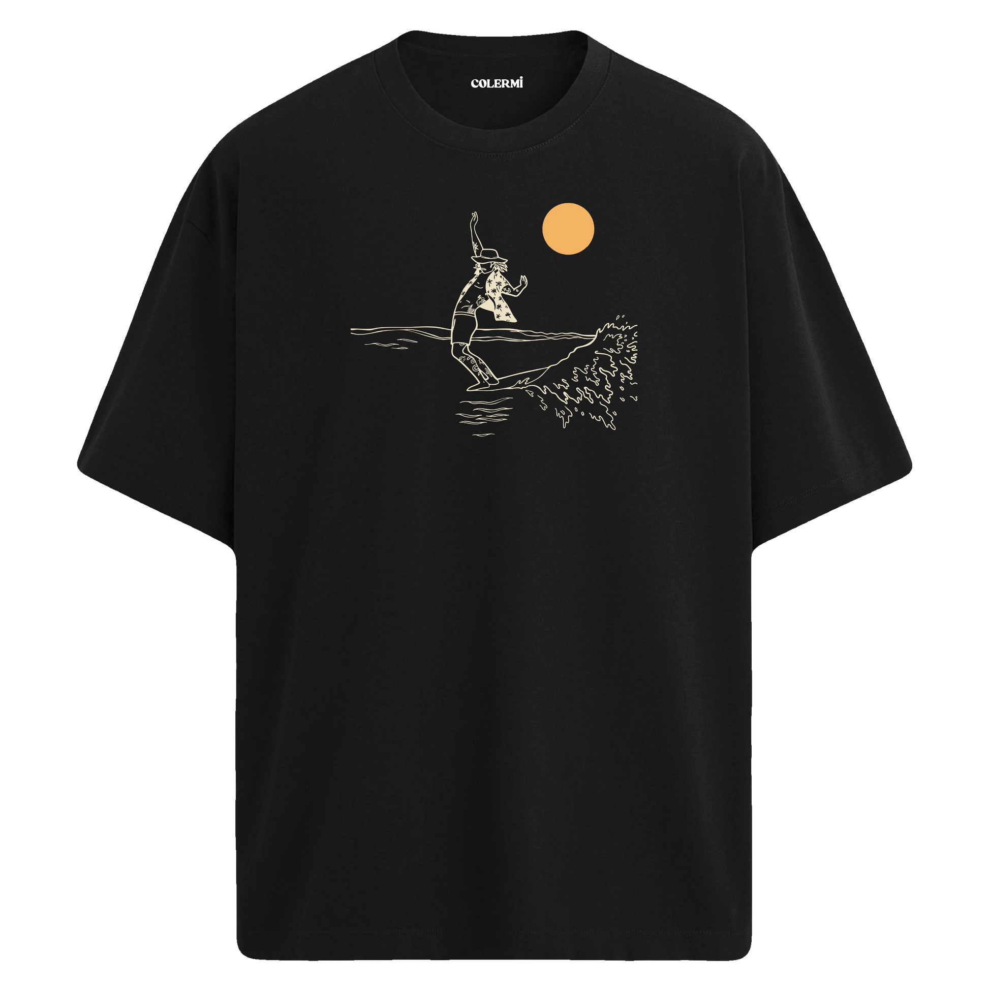 Güneş Altında Surf Oversize T-shirt detay | Colermi