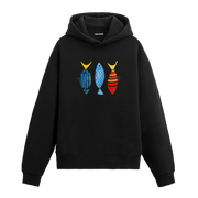 Deniz Temalı Soyut Balık Tasarımlı Hoodie