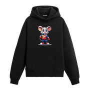 Sporcu fare baskılı hoodie – enerjik ve sevimli tasarım
